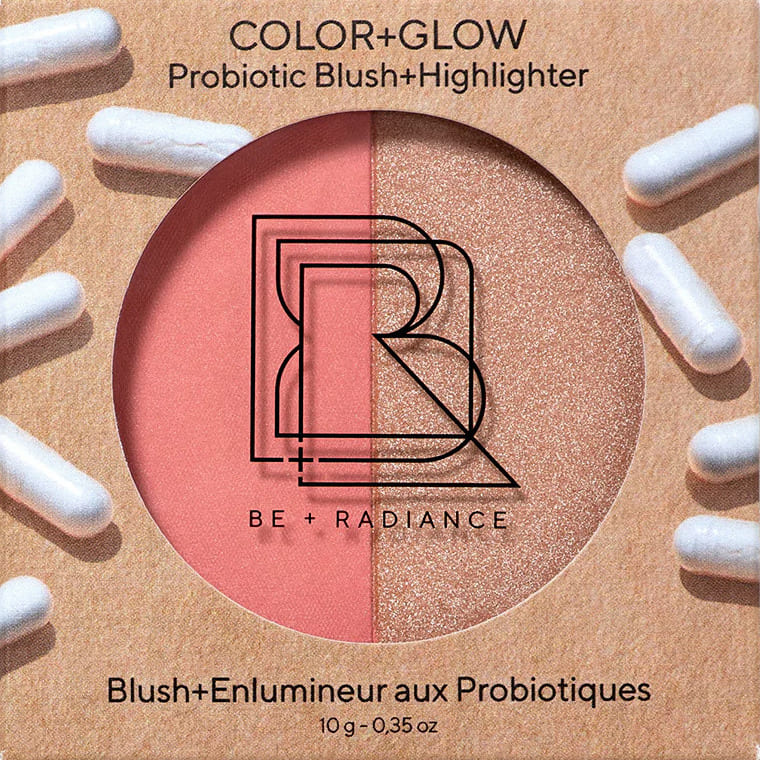 Duo Blush+Enlumineur aux probiotiques · Rose